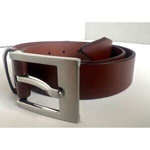 Womens Brown Belt With‎ Silver Buckle Non-Leather Material Size L 28-33 Classic